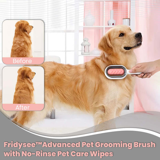 Fridysee™Advanced Pet Grooming Brush with No-Rinse Pet Care Wipes