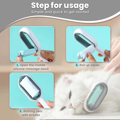 Fridysee™Advanced Pet Grooming Brush with No-Rinse Pet Care Wipes